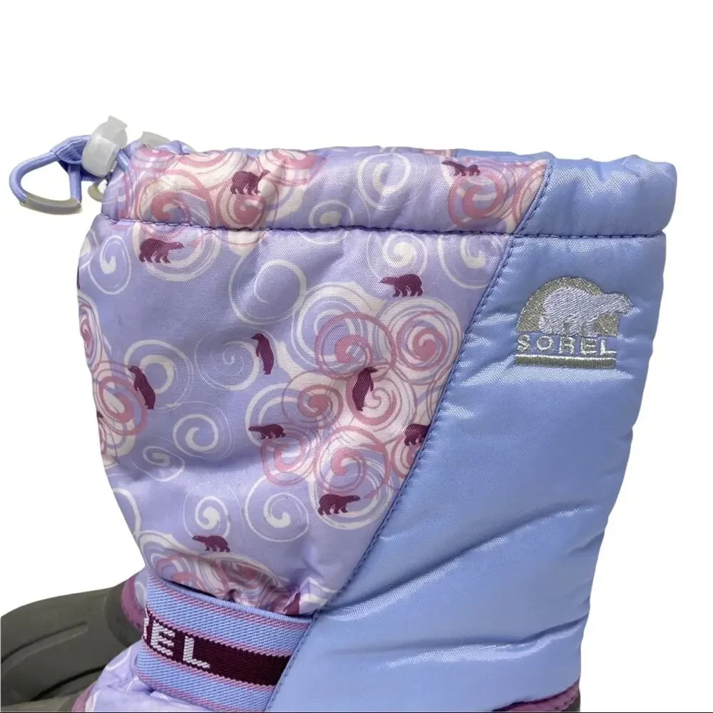 Sorel Big Kid Cub Boot Purple Sweet Pea Wild Orchid Polar Bear Snow Boots Size 6